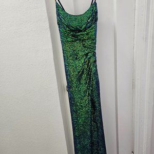 Nightway  Cowl Shimmer Evening Gown Party Dress Maxi